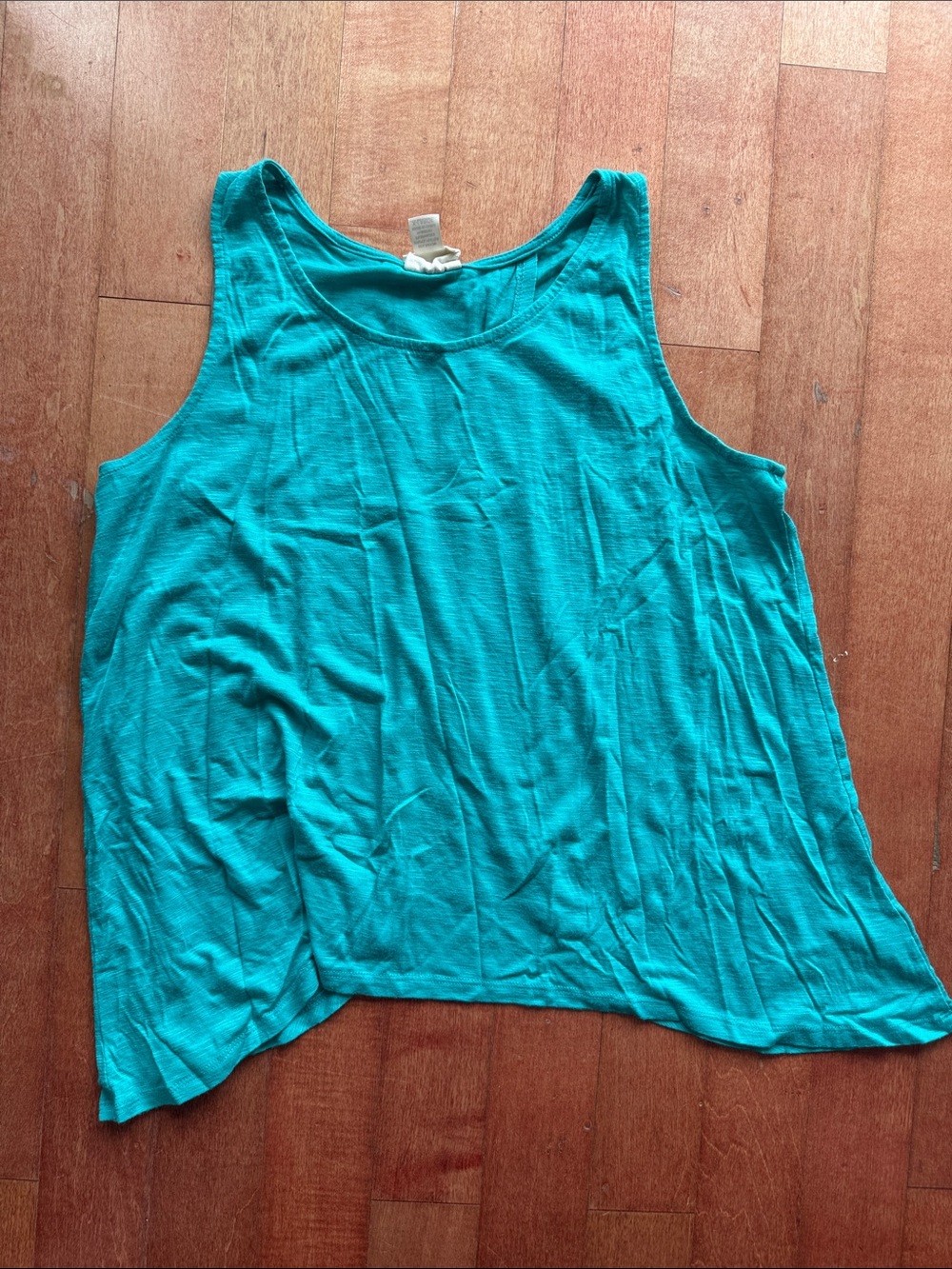 Self Esteem Youth Sleeveless Tank Top in Teal Green with open back flap